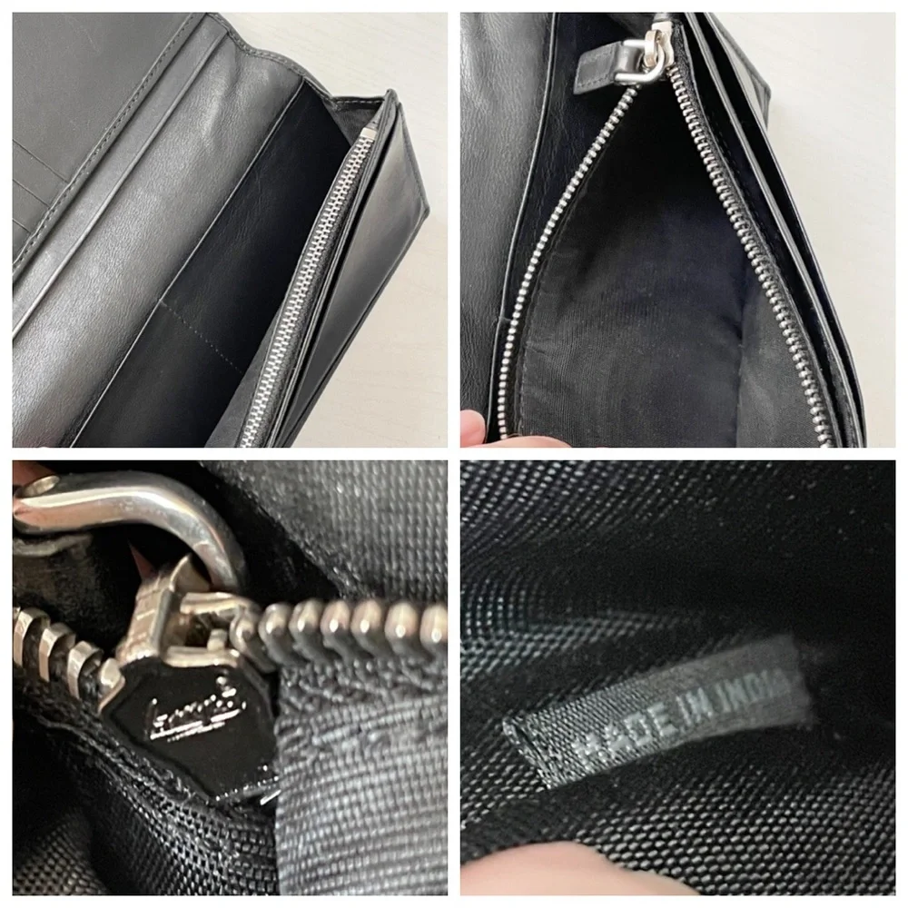 Prada black soft calfskin leather vertical breast pocket wallet